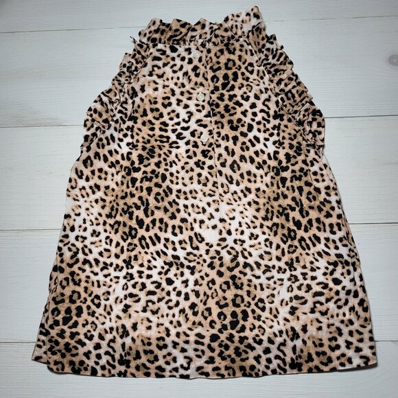 Janie and Jack Girl Leopard Cheetah Ruffle Cotton Top. - Picture 2 of 6